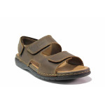 Кафяви анатомични мъжки сандали, естествена кожа - всекидневни обувки за лятото N 100021318