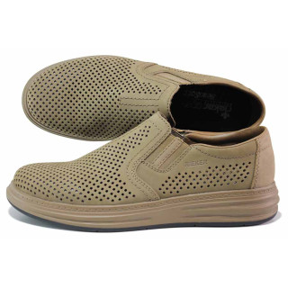 Кафяви анатомични мъжки обувки, естествена кожа перфорирана - всекидневни обувки за пролетта и лятото N 100021320