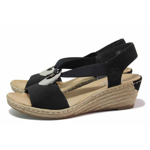 Черни анатомични дамски сандали, здрава еко-кожа - всекидневни обувки за лятото N 100021321