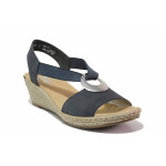 Сини анатомични дамски сандали, здрава еко-кожа - ежедневни обувки за лятото N 100021324