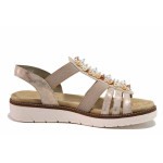 Розови анатомични дамски сандали, здрава еко-кожа - всекидневни обувки за лятото N 100021328