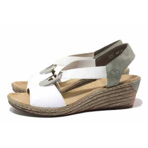 Бели анатомични дамски сандали, здрава еко-кожа - ежедневни обувки за лятото N 100021329