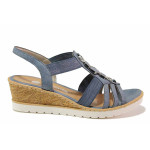 Сини дамски сандали, здрава еко-кожа - всекидневни обувки за лятото N 100021337