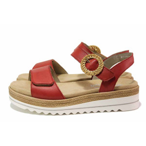 Червени анатомични дамски сандали, естествена кожа - ежедневни обувки за лятото N 100021353