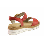 Червени анатомични дамски сандали, естествена кожа - ежедневни обувки за лятото N 100021353