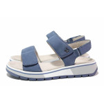 Сини дамски сандали, естествен набук - ежедневни обувки за лятото N 100021362