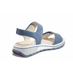 Сини дамски сандали, естествен набук - ежедневни обувки за лятото N 100021362