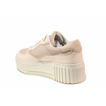 Розови дамски обувки с равна подметка, естествена кожа и еко-кожа - спортни обувки за пролетта и есента N 100021419