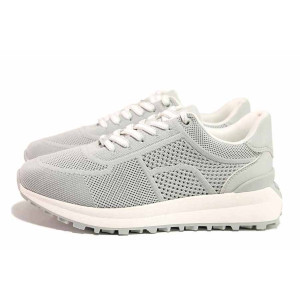 Светлосини спортни дамски обувки, анатомични, еко-кожа и текстилна материя - спортни обувки за пролетта и лятото N 100021395