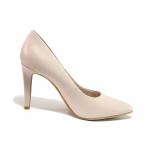 Розови дамски обувки с висок ток, анатомични, здрава еко-кожа - елегантни обувки за целогодишно ползване N 100021416