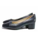 Сини анатомични дамски обувки със среден ток, естествена кожа - ежедневни обувки за целогодишно ползване N 100021417