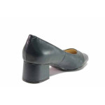 Сини анатомични дамски обувки със среден ток, естествена кожа - ежедневни обувки за целогодишно ползване N 100021417
