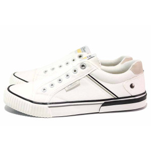 Бели мъжки спортни обувки, анатомични, текстилна материя - спортни кецове за пролетта и лятото N 100021426