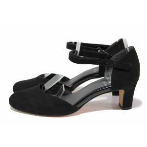 Черни дамски сандали, качествен еко-велур - ежедневни обувки за лятото N 100021494