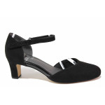 Черни дамски сандали, качествен еко-велур - ежедневни обувки за лятото N 100021494