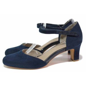 Сини дамски сандали, анатомични, качествен еко-велур - всекидневни обувки за лятото N 100021495