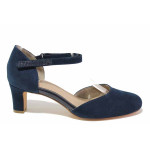 Сини дамски сандали, анатомични, качествен еко-велур - всекидневни обувки за лятото N 100021495