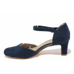 Сини дамски сандали, анатомични, качествен еко-велур - всекидневни обувки за лятото N 100021495