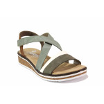 Зелени анатомични дамски сандали, здрава еко-кожа - ежедневни обувки за лятото N 100021498