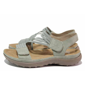 Зелени анатомични дамски сандали, здрава еко-кожа - всекидневни обувки за лятото N 100021499