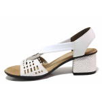 Бели анатомични дамски сандали, здрава еко-кожа - ежедневни обувки за лятото N 100021500