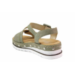 Зелени анатомични дамски сандали, здрава еко-кожа - всекидневни обувки за лятото N 100021501