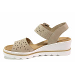 Бежови анатомични дамски сандали, здрава еко-кожа - ежедневни обувки за лятото N 100021502