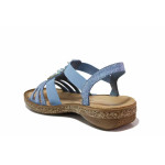 Сини анатомични дамски сандали, здрава еко-кожа - ежедневни обувки за лятото N 100021504