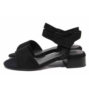 Черни дамски сандали, анатомични, качествен еко-велур - всекидневни обувки за лятото N 100021505