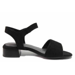 Черни дамски сандали, анатомични, качествен еко-велур - всекидневни обувки за лятото N 100021505