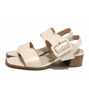 Бежови анатомични дамски сандали, естествена кожа - ежедневни обувки за лятото N 100021508