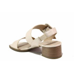 Бежови анатомични дамски сандали, естествена кожа - ежедневни обувки за лятото N 100021508