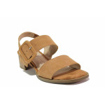 Кафяви анатомични дамски сандали, естествен велур - всекидневни обувки за лятото N 100021509