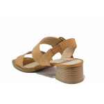 Кафяви анатомични дамски сандали, естествен велур - всекидневни обувки за лятото N 100021509