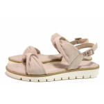 Розови дамски сандали, анатомични, качествен еко-велур - всекидневни обувки за лятото N 100021513
