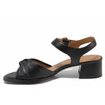 Черни дамски сандали, естествена кожа - всекидневни обувки за лятото N 100021515