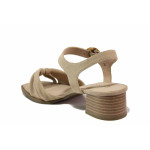Бежови анатомични дамски сандали, естествен велур - ежедневни обувки за лятото N 100021516