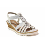 Бели дамски сандали, еко-кожа и текстилна материя - всекидневни обувки за лятото N 100021517