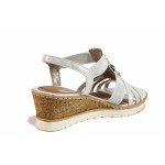 Бели дамски сандали, еко-кожа и текстилна материя - всекидневни обувки за лятото N 100021517