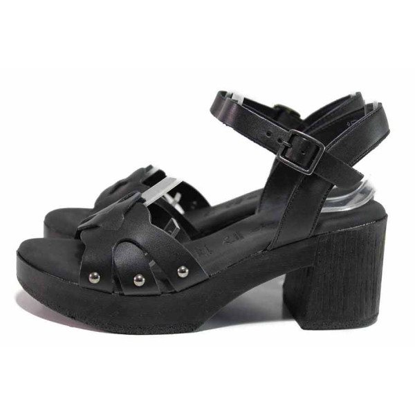 Черни дамски сандали, естествен набук - ежедневни обувки за лятото N 100021521