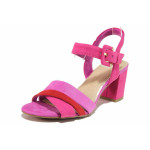 Розови дамски сандали, анатомични, качествен еко-велур - ежедневни обувки за лятото N 100021522