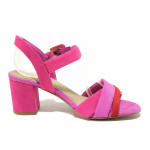 Розови дамски сандали, анатомични, качествен еко-велур - ежедневни обувки за лятото N 100021522