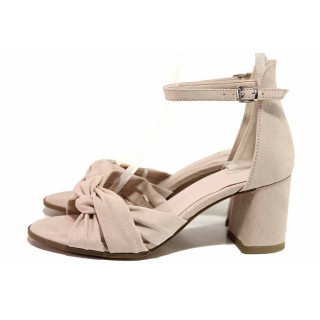 Розови дамски сандали, анатомични, качествен еко-велур - всекидневни обувки за лятото N 100021524