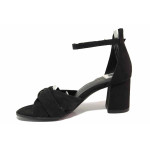 Черни дамски сандали, анатомични, качествен еко-велур - ежедневни обувки за лятото N 100021525