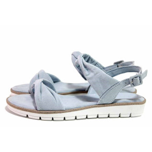 Светлосини дамски сандали, анатомични, качествен еко-велур - ежедневни обувки за лятото N 100021514