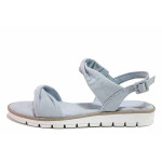 Светлосини дамски сандали, анатомични, качествен еко-велур - ежедневни обувки за лятото N 100021514