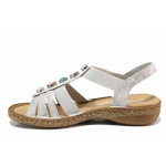 Сребристи анатомични дамски сандали, здрава еко-кожа - всекидневни обувки за лятото N 100021532