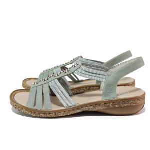 Зелени анатомични дамски сандали, здрава еко-кожа - ежедневни обувки за лятото N 100021533