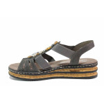 Сиви дамски сандали, здрава еко-кожа - всекидневни обувки за лятото N 100021534