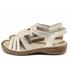 Бежови анатомични дамски сандали, здрава еко-кожа - ежедневни обувки за лятото N 100021535